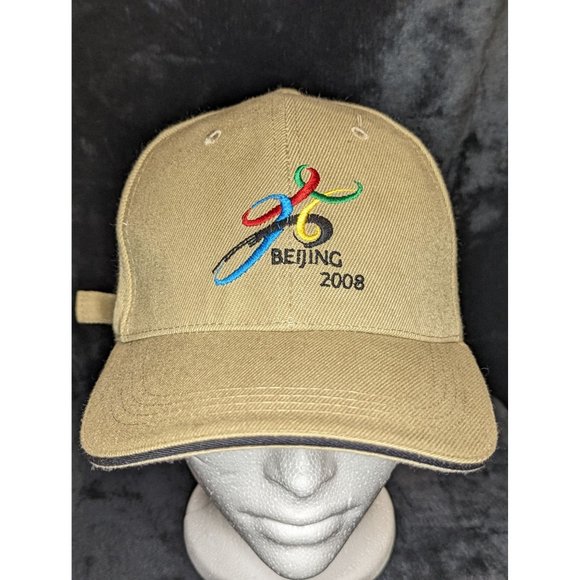 Beijing 2008 Summer Olympics Baseball Cap Hat Khaki Beige - Picture 1 of 13